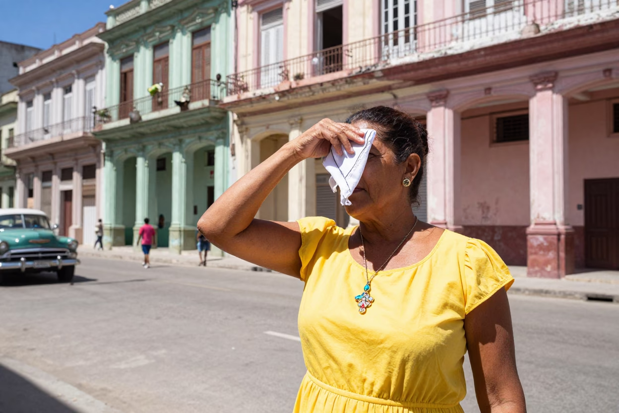 Colorful Havana Street Scene with Handkerchief and Amulet in Bright Midmorning Light in in Havana, Cuba
