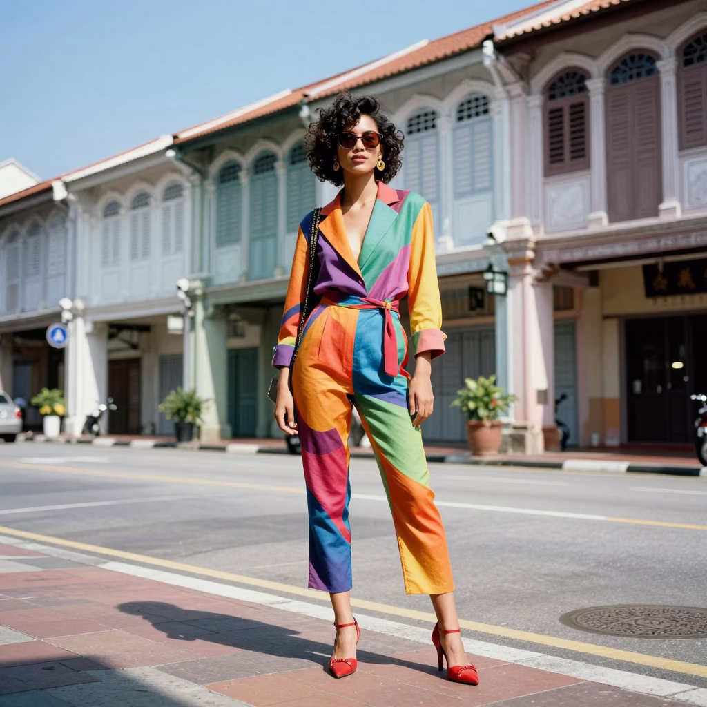 Colorful High Fashion Portrait in George Town Malaysia Noon Light in in George Town, Malaysia