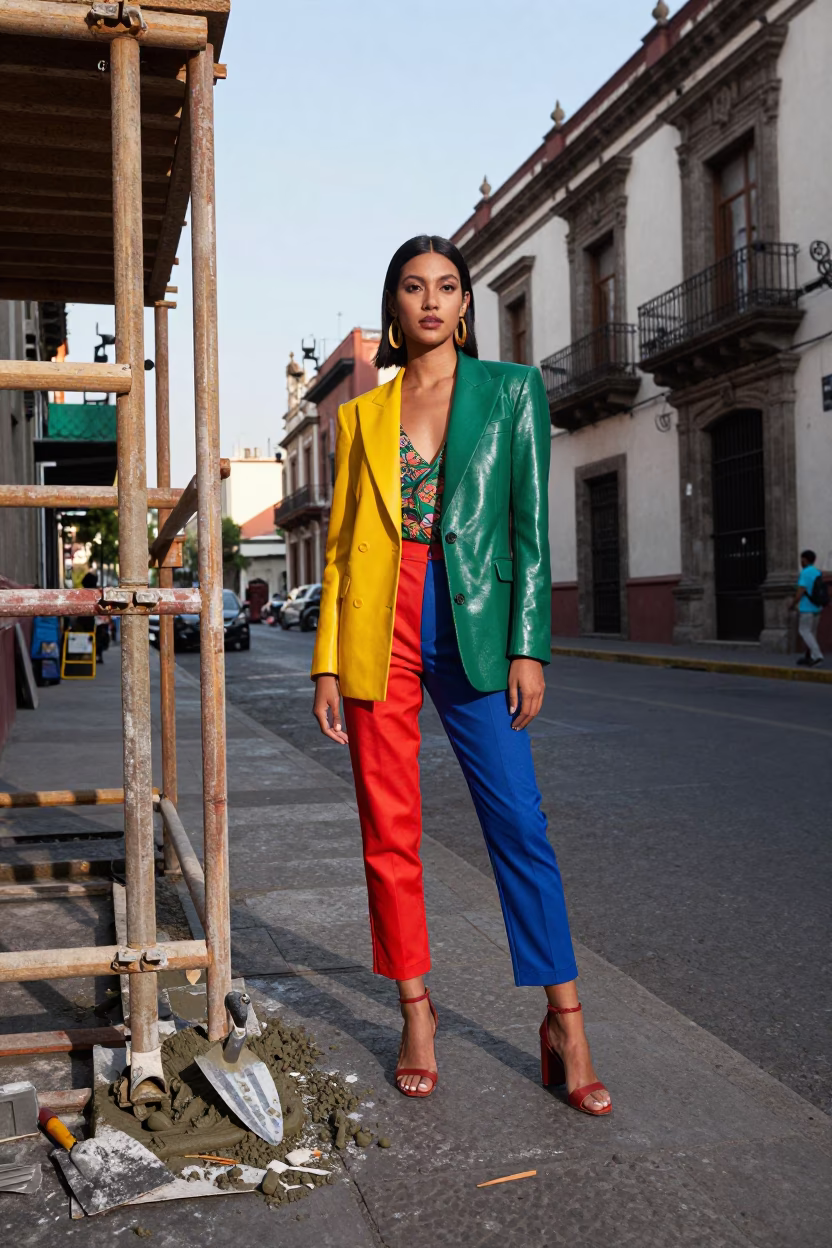 Colorful High Fashion Street Portrait in Mexico City Late Morning Urban Life in in Mexico City, Mexico