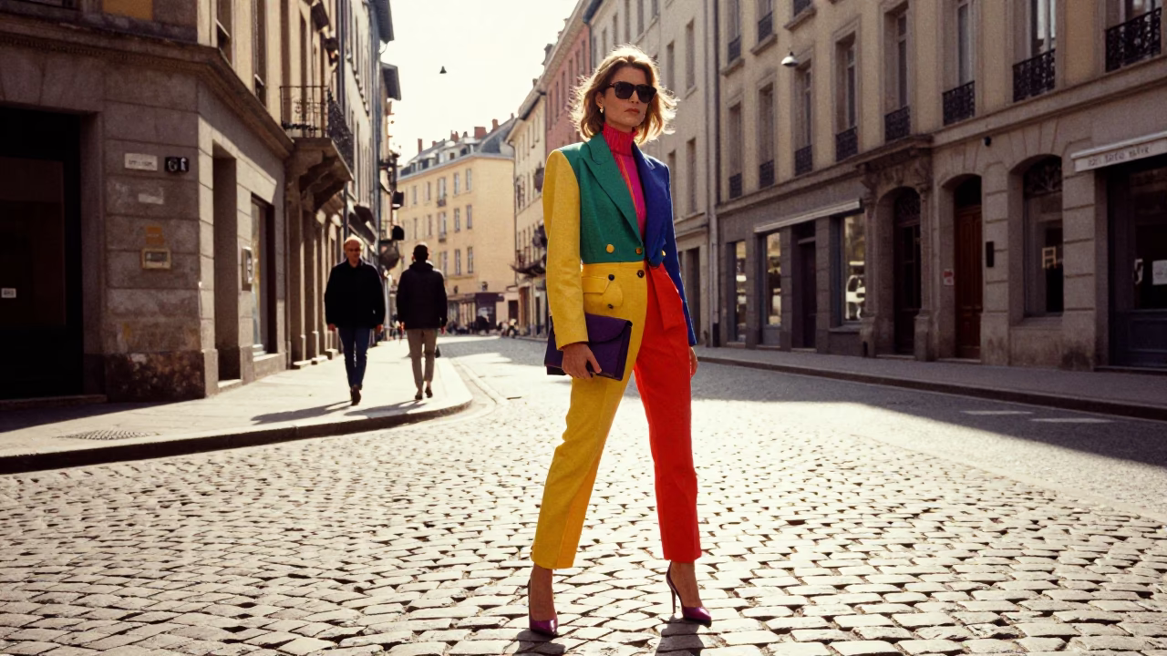 Colorful High Fashion Street Scene in Lyon France Late Morning in in Lyon, France
