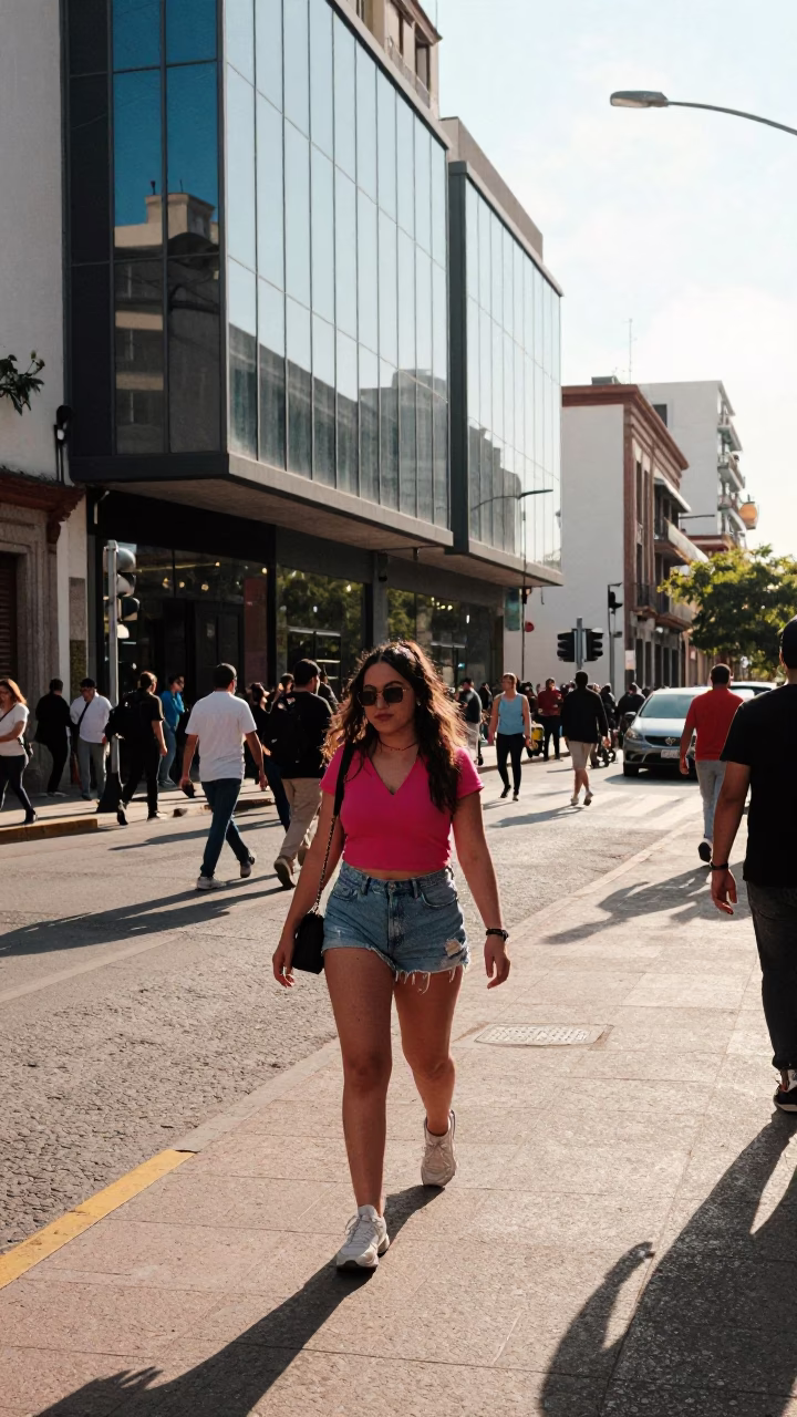 Colorful High Fashion Street Style in Guadalajara Mexico Early Afternoon Candid Moment in in Guadalajara, Mexico