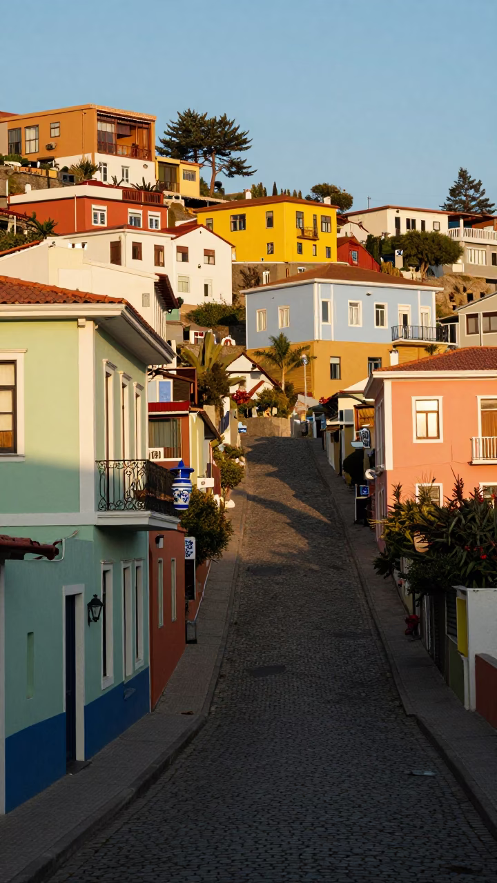 Colorful Hillside Streets of Valparaiso Chile Early Afternoon Street Scene in in Valparaiso, Chile