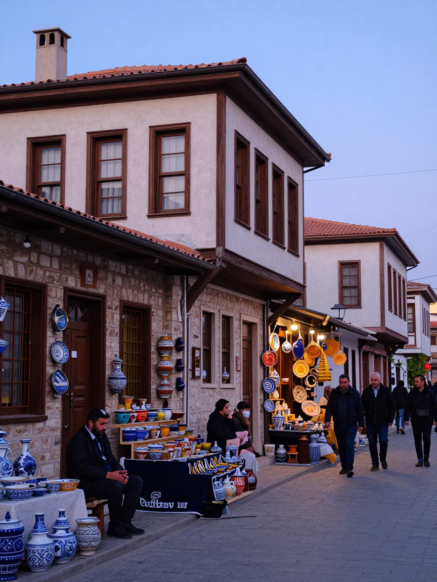 Colorful Izmir Turkey Dawn Street Scene with Local Market Vendors and Traditional Elements in in Izmir, Turkey