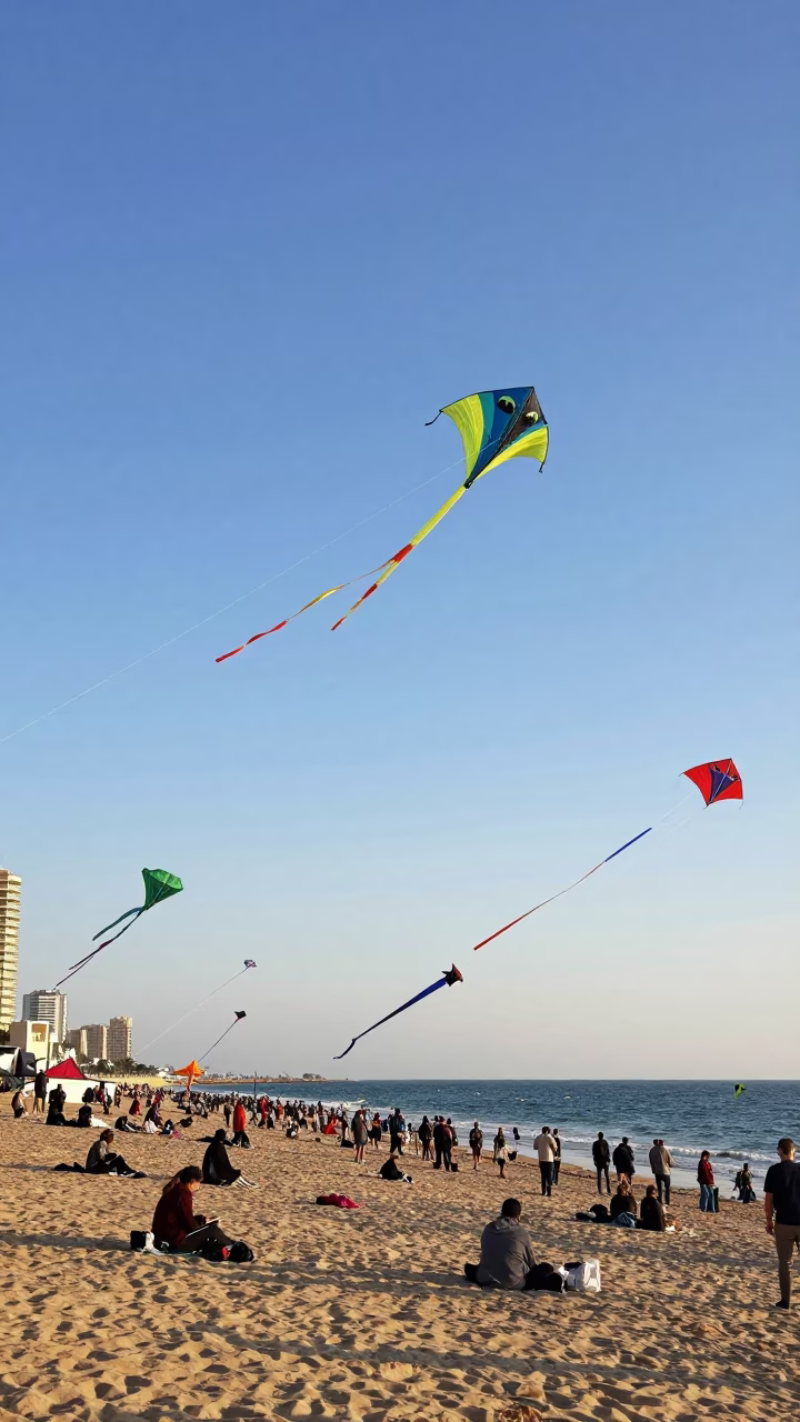 Colorful Kite Festival in Beirut Lebanon Early Afternoon Sky in in Beirut, Lebanon