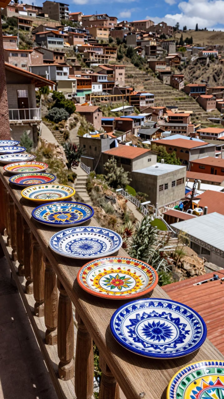 Colorful Majolica Plates in La Paz in in La Paz, Bolivia