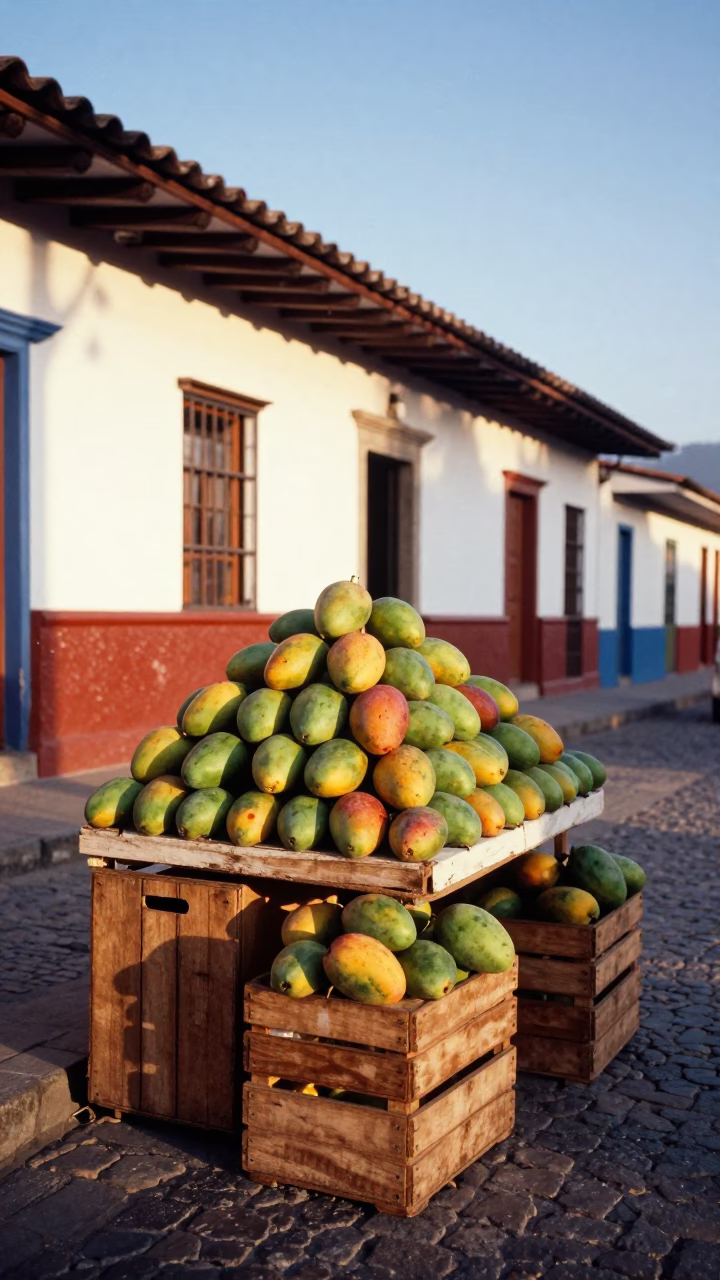 Colorful Mango Stall in Medellin Colombia Late Afternoon Light in in Medellin, Colombia