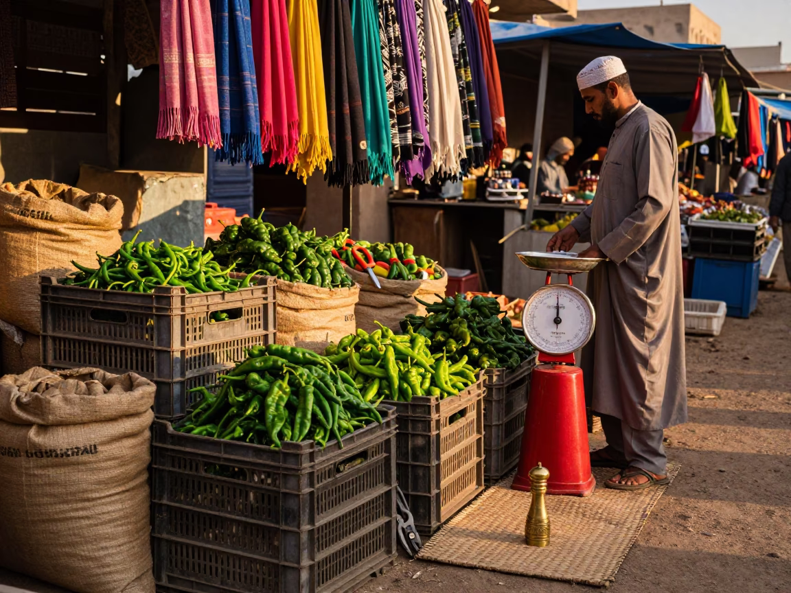 Colorful Market Stalls in Sheikh Othman Golden Hour in in Sheikh Othman