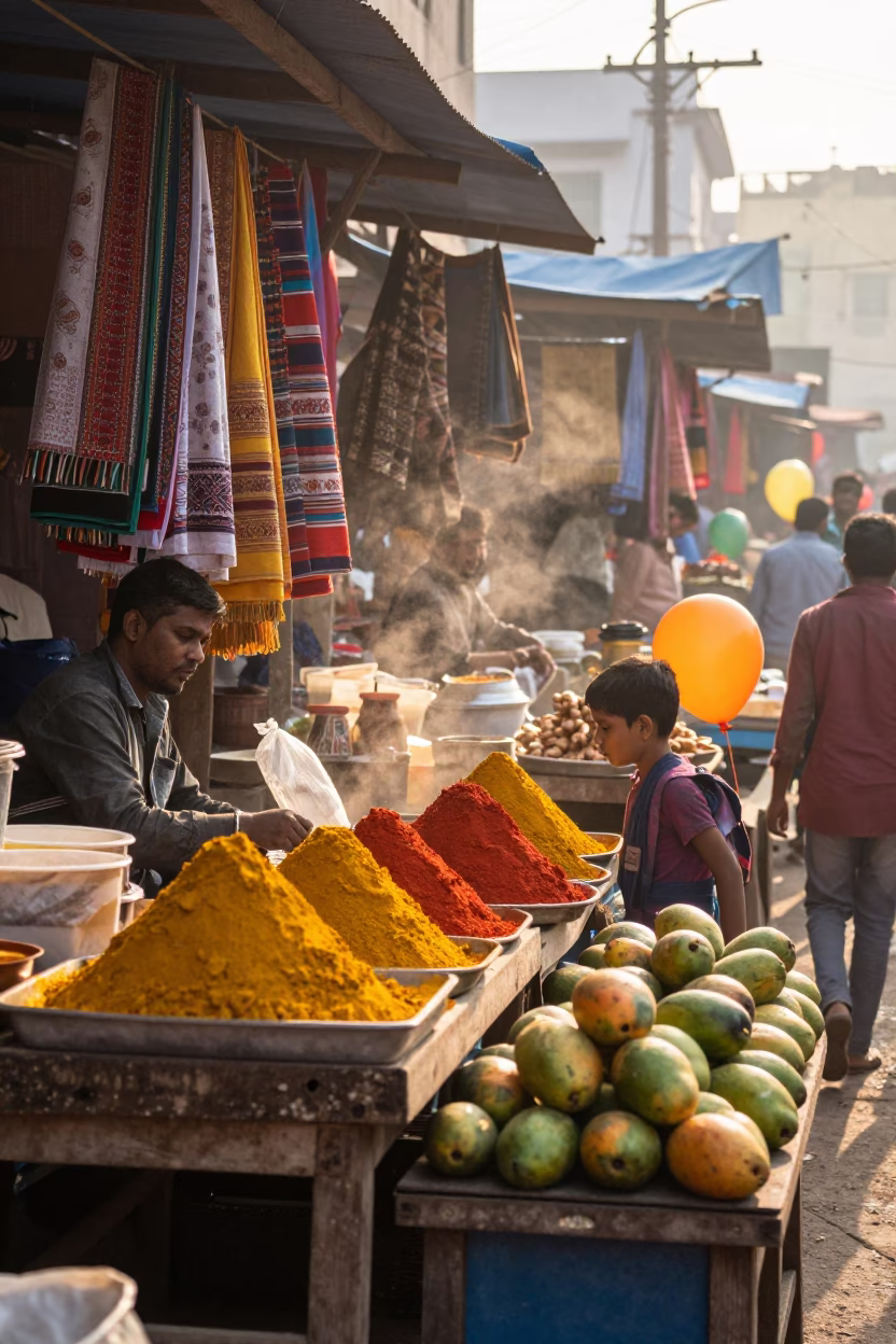 Colorful Morning Market Stalls in Patna in in Patna