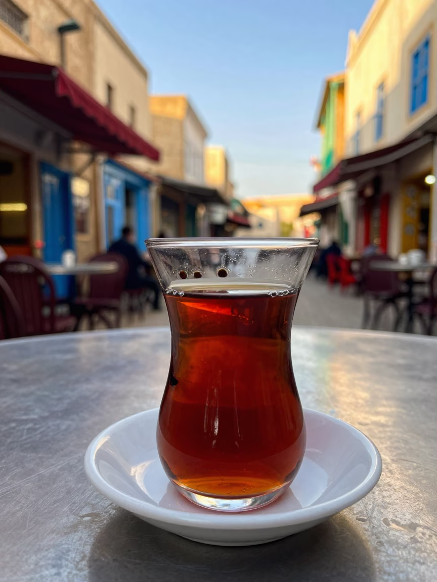 Colorful Morning Tea Stains in Tunis Tunisia Just After Sunrise in in Tunis, Tunisia