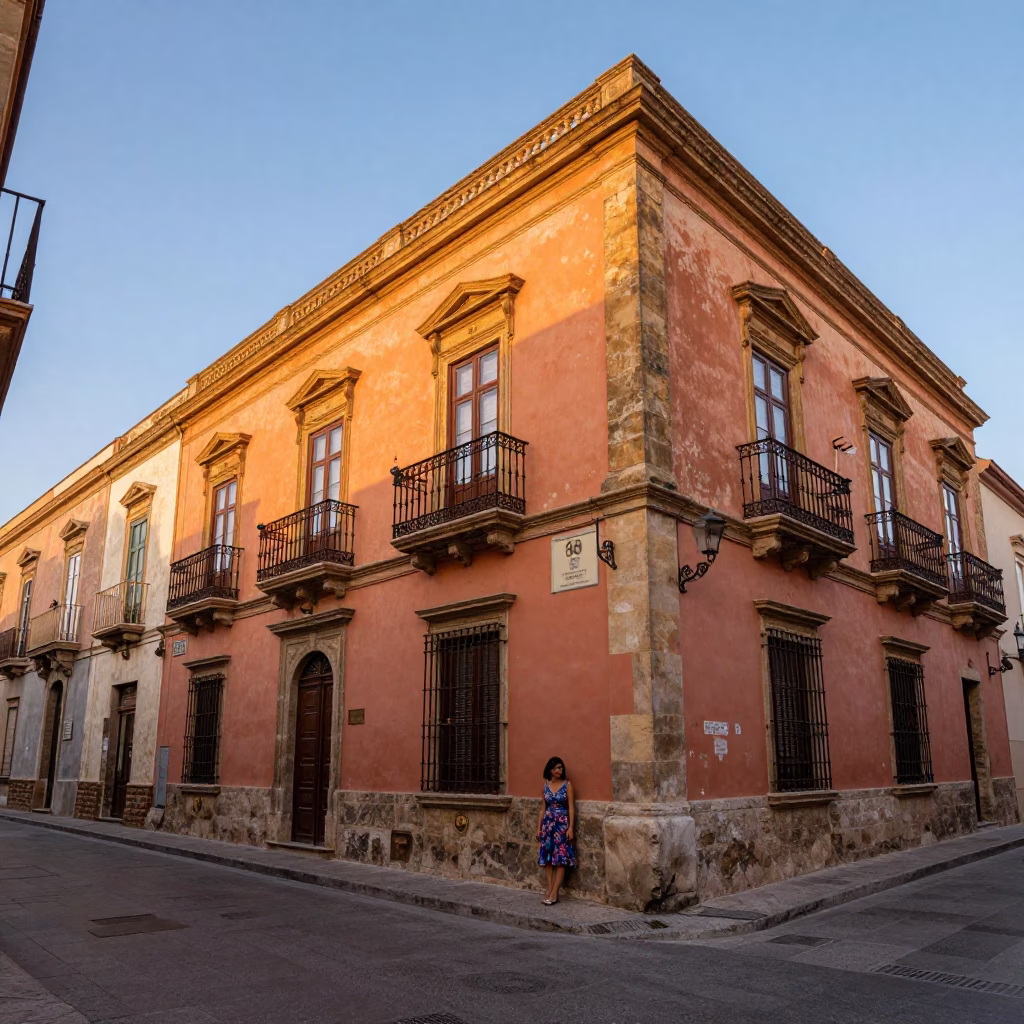 Colorful Palermo Street Scene Early Evening with Traditional Architecture and Local Life in in Palermo, Italy