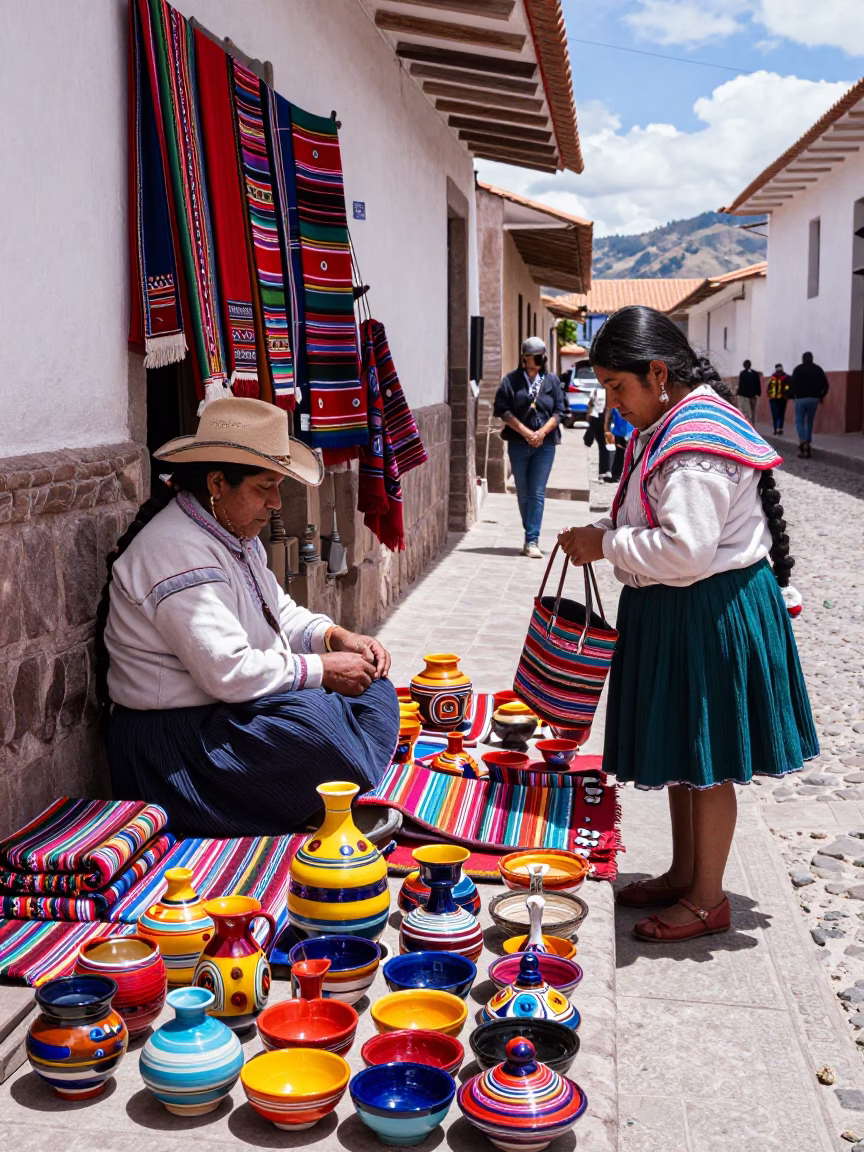 Colorful Pottery in Cusco at Afternoon Light in in Cusco, Peru
