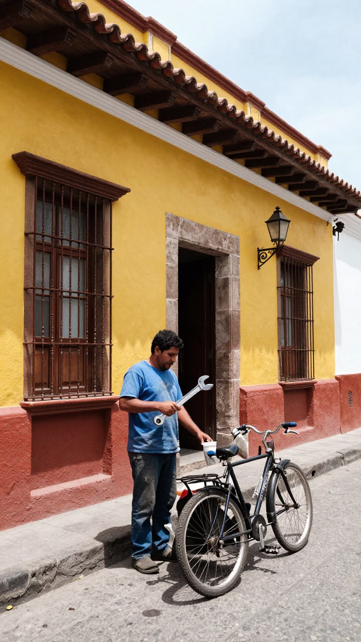 Colorful Quito Ecuador Street Vendor Noon Light Shopkeeper and Wrench in in Quito, Ecuador