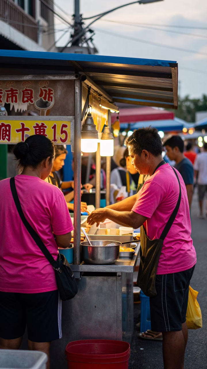 Colorful Street Food Stall in Phuket Thailand Late Afternoon Light in in Phuket, Thailand