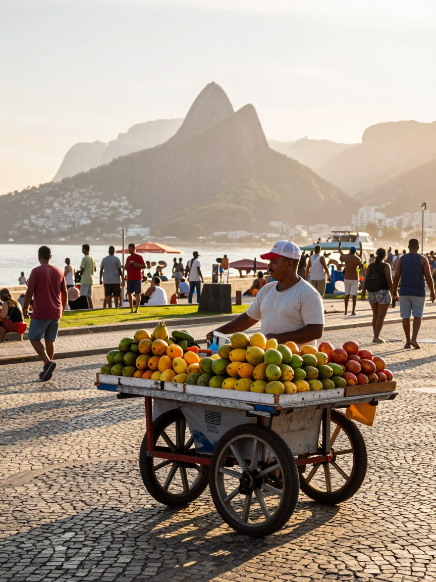 Colorful Street Vendor Morning in Rio de Janeiro Brazil in in Rio de Janeiro, Brazil