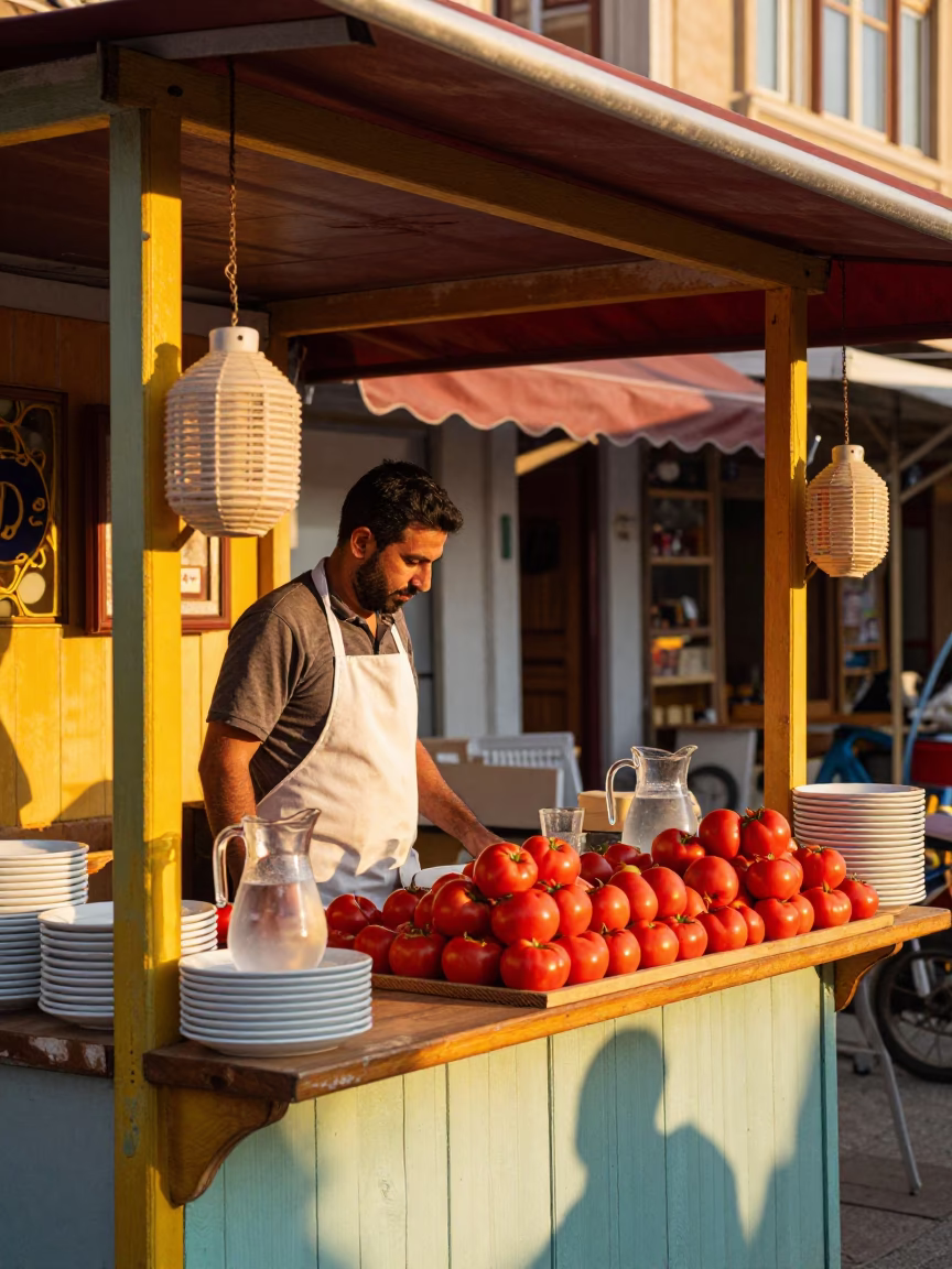 Colorful Street Vendor Stall in Izmir Turkey Late Afternoon in in Izmir, Turkey