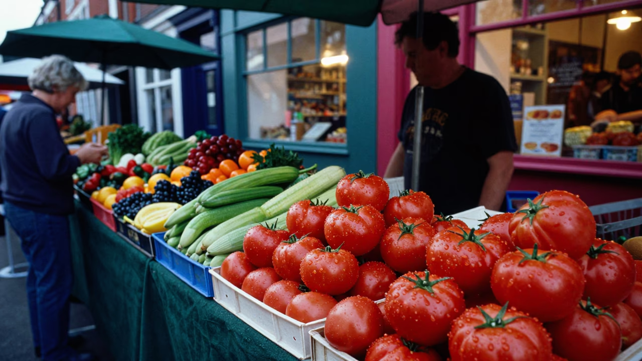 Colorful Summer Evening Market Stall in Bristol United Kingdom in in Bristol, United Kingdom