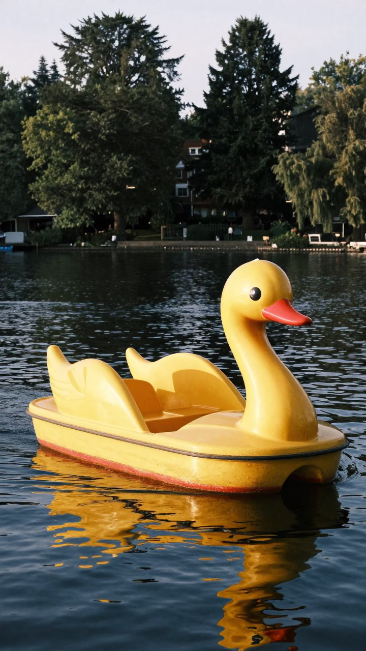 Colorful Swan Pedal Boat on Lake Washington in Early Afternoon Seattle in in Seattle, Washington, United States