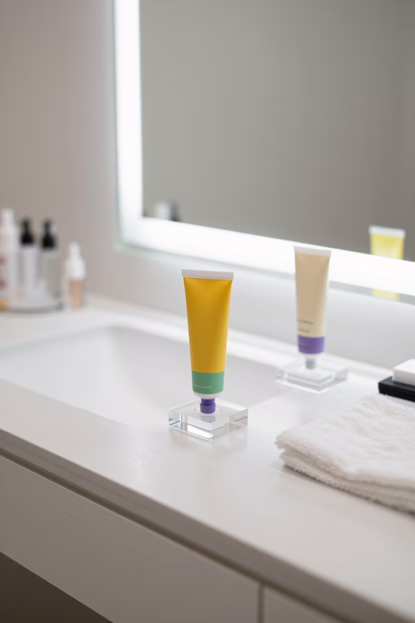 Colorful Tube Dent Key Jar on Mirror in inside a skincare treatment room in Quezon City