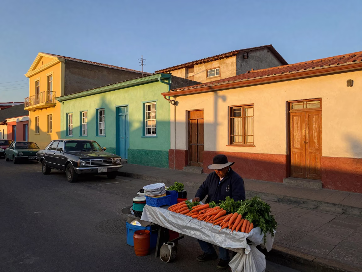 Colorful Valparaiso Chile Street Scene with Local Vendor and Vintage Details in in Valparaiso, Chile