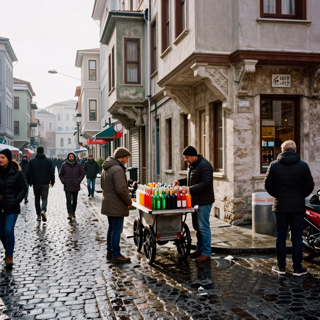 Colorful Winter Noon Scene in Istanbul Turkey with Mixed Urban Elements in in Istanbul, Turkey