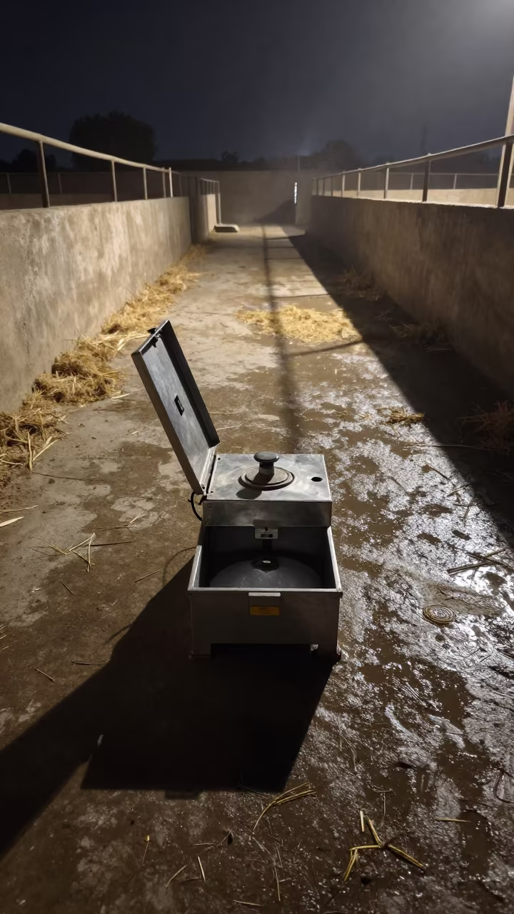 Colostrum Refractometer in Midnight Feedlot in along a feedlot lane in Egypt