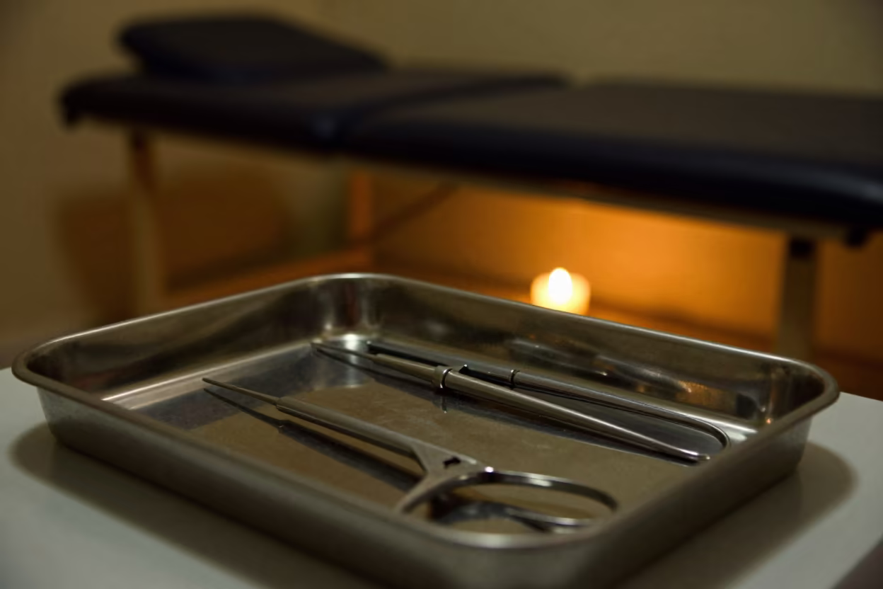 Colposcopy Swab Tray Night in Mogadishu Rehab in inside a rehabilitation therapy room near Mogadishu
