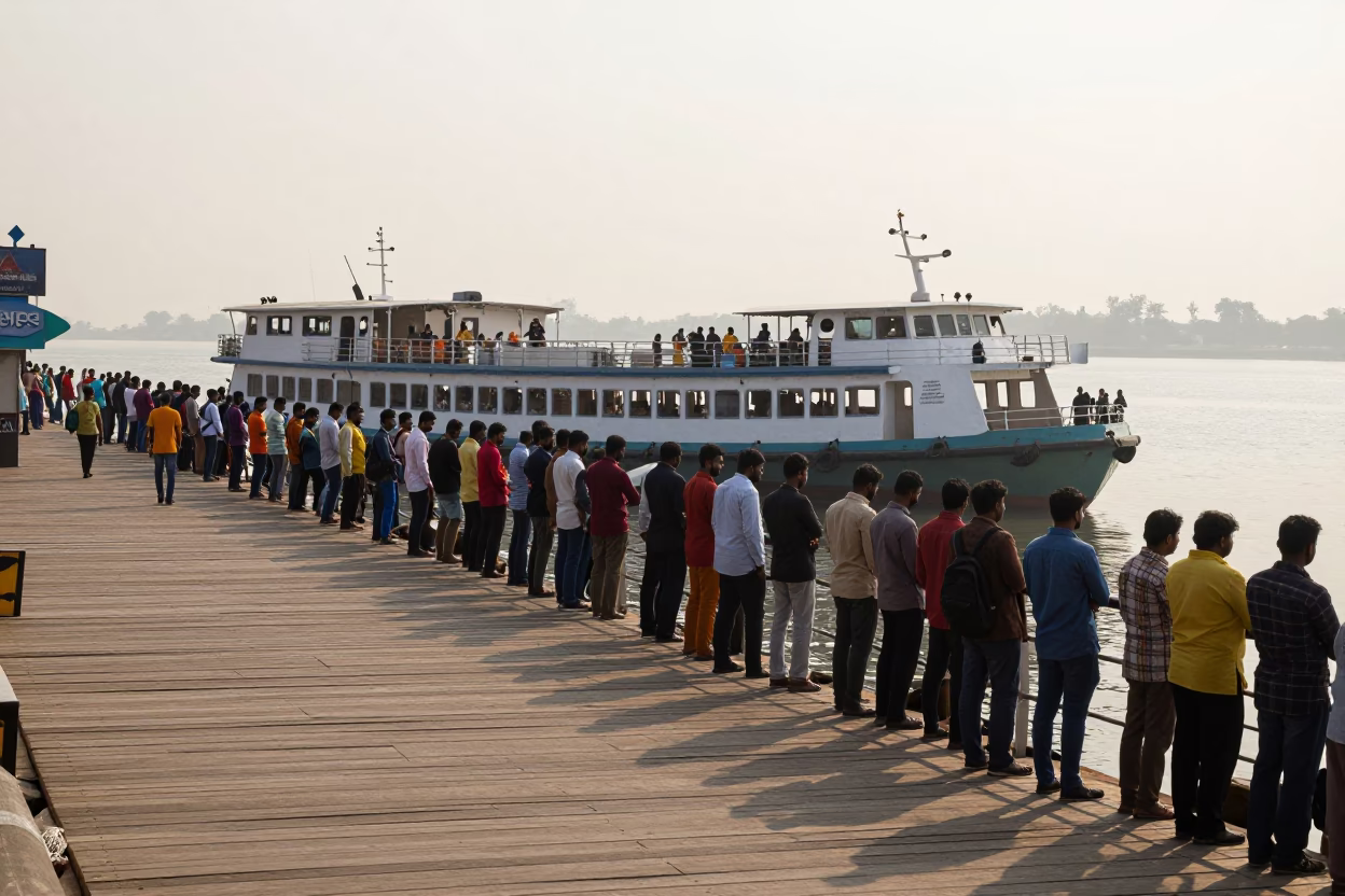 Commute Dock just after sunrise in Mumbai in in Mumbai, India