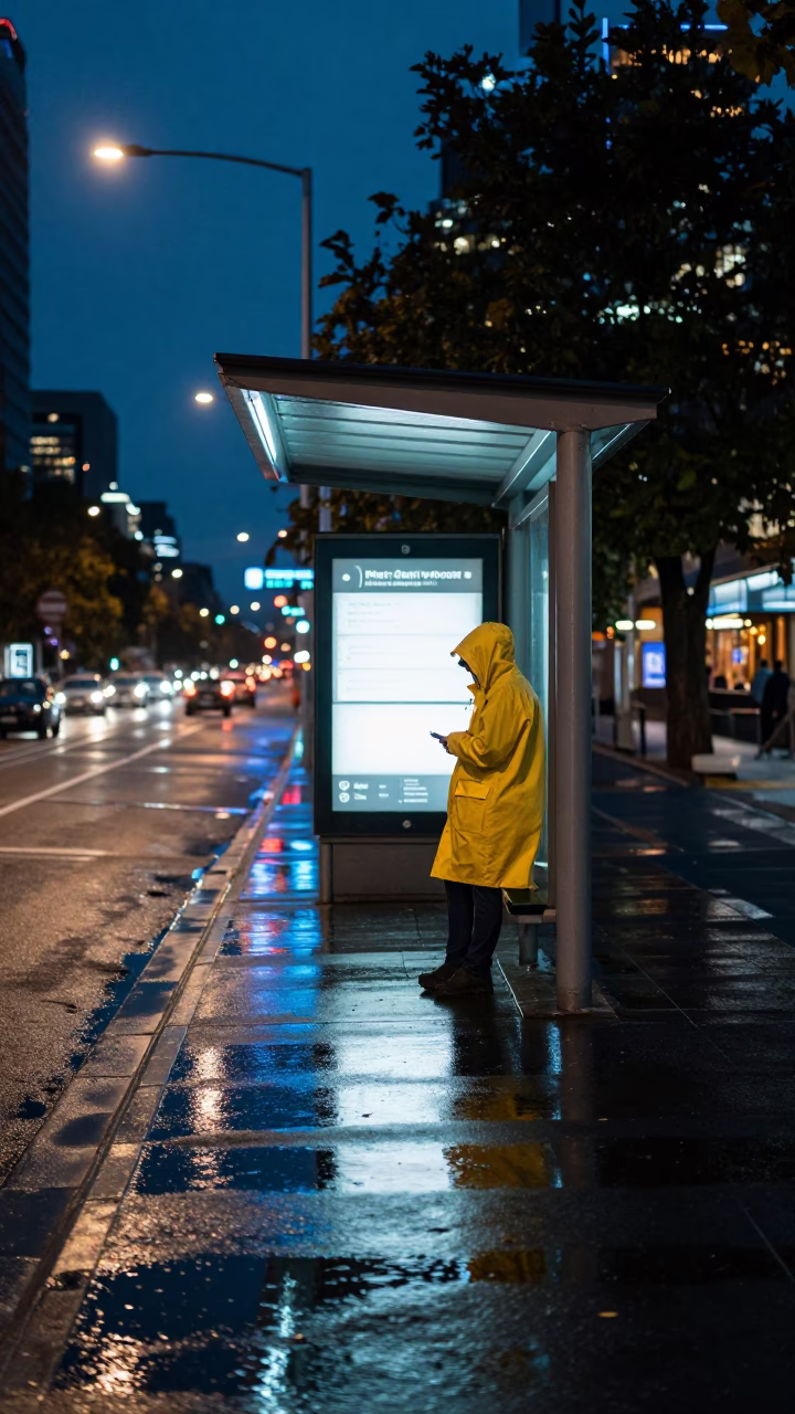 Commuter after dark in Adelaide in in Adelaide, South Australia, Australia