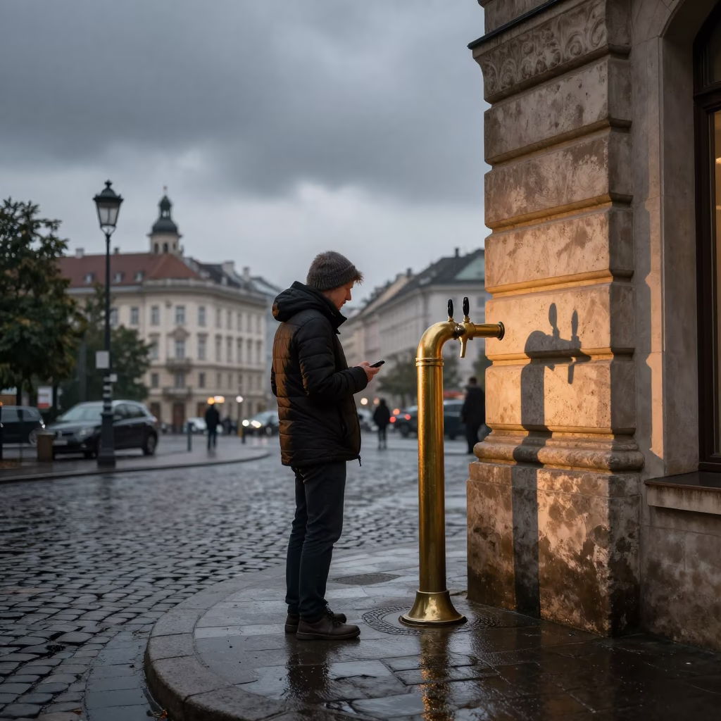 Commuter at First Light in Vienna in in Vienna, Austria
