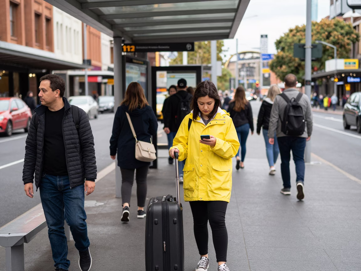 Commuter at Midday Light in Sydney in in Sydney, New South Wales, Australia