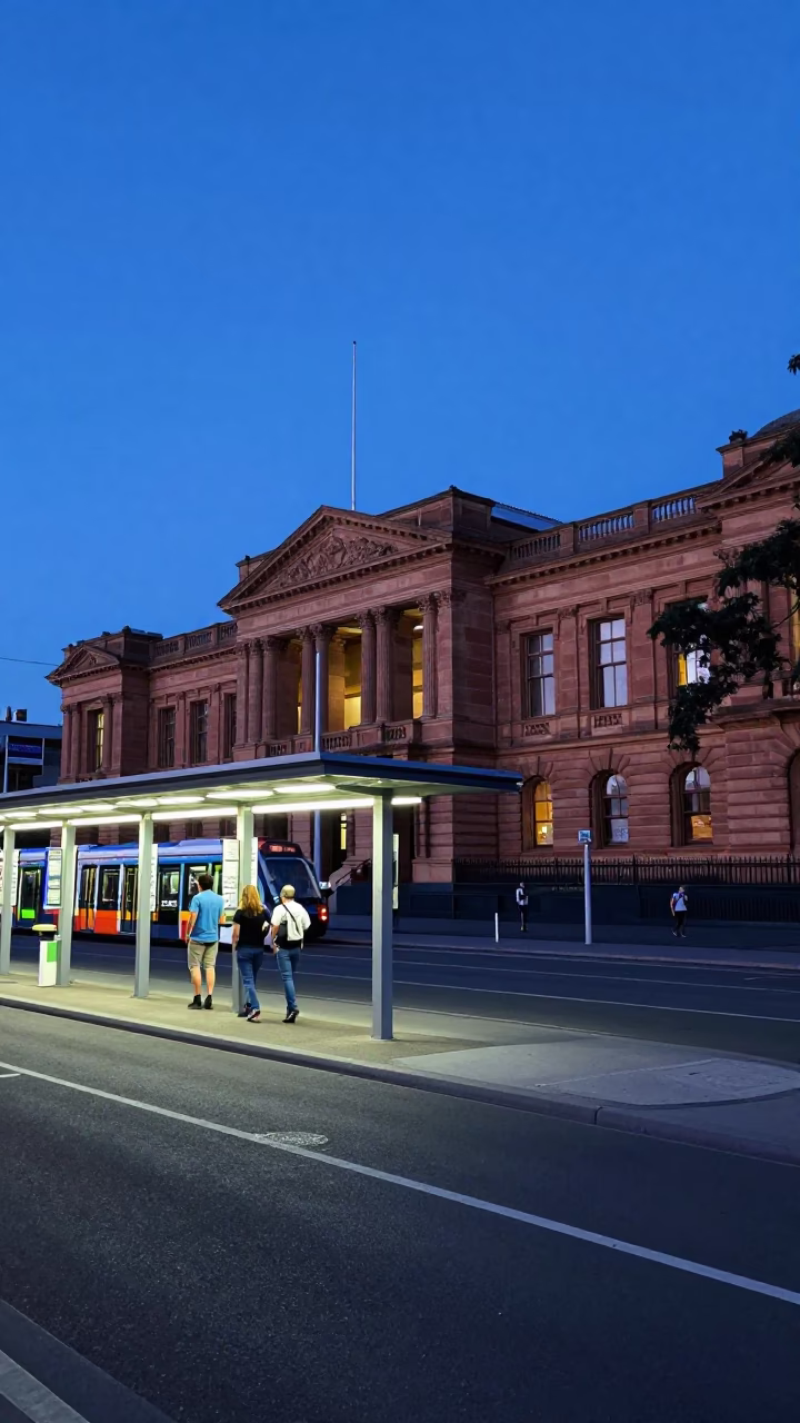 Commuter in Adelaide at Blue Hour in in Adelaide, South Australia, Australia