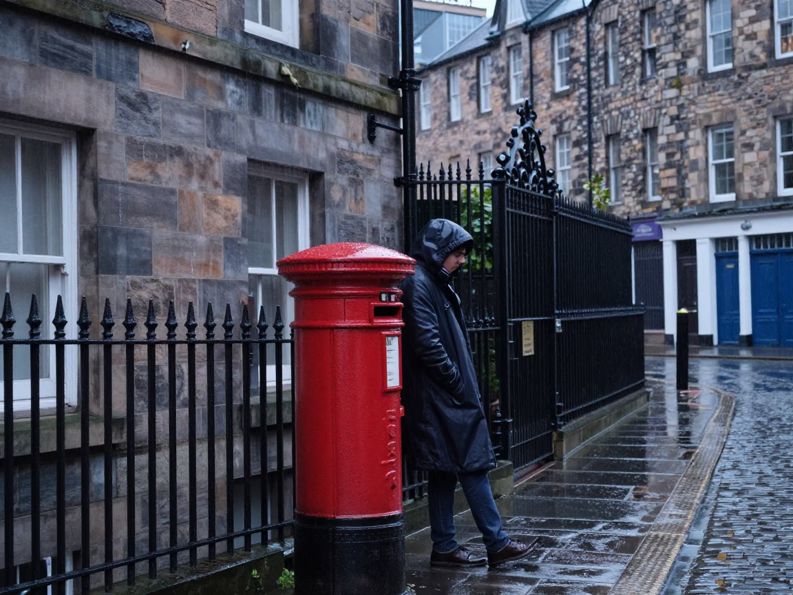 Commuter in Edinburgh at Dusk Light in in Edinburgh, United Kingdom