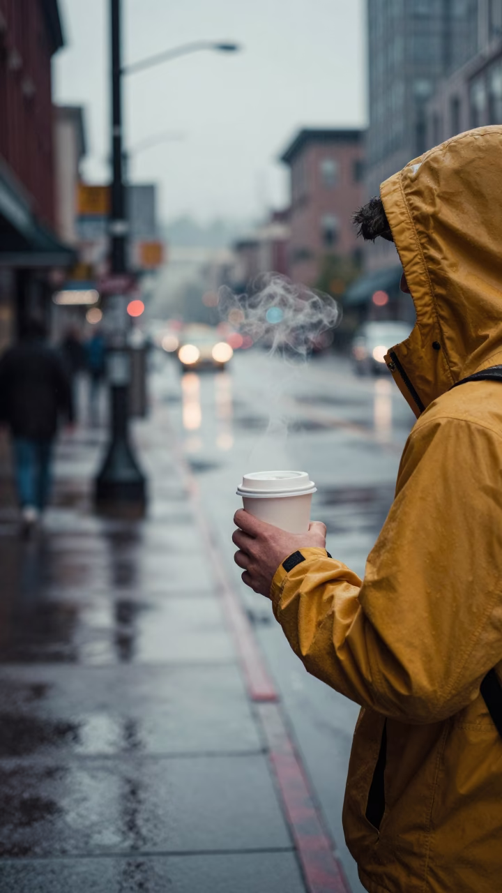 Commuter in Portland at Early Morning Light in in Portland, Oregon, United States
