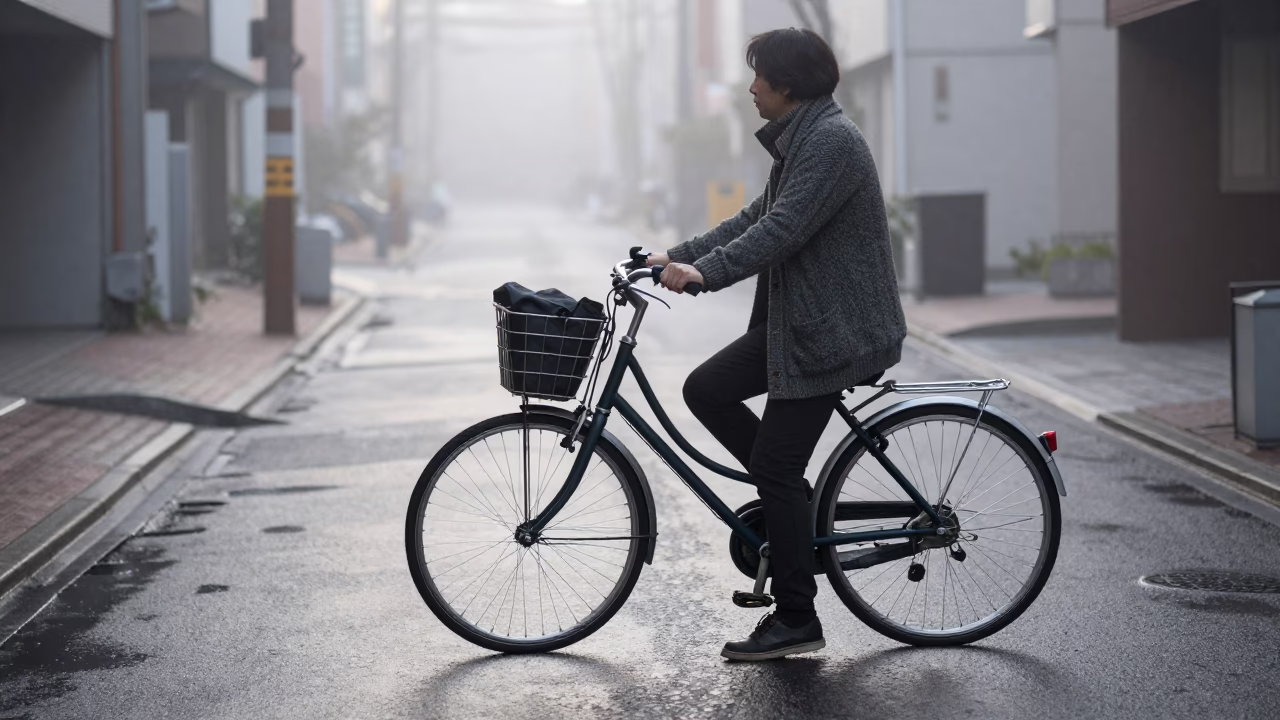 Commuter in Sapporo at Dawn Light in in Sapporo, Japan