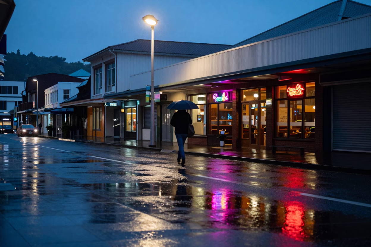 Commuter in Wellington at Early Morning Light in in Wellington, New Zealand