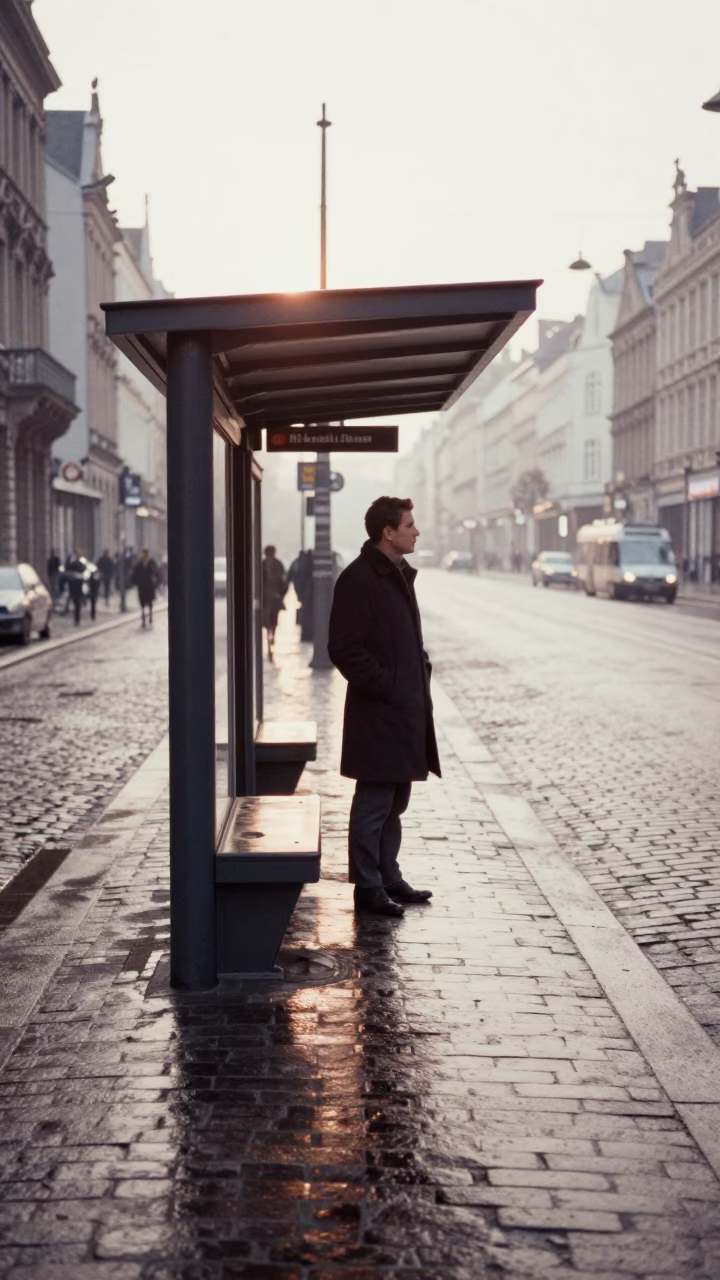 Commuter just after sunrise in Brussels in in Brussels, Belgium