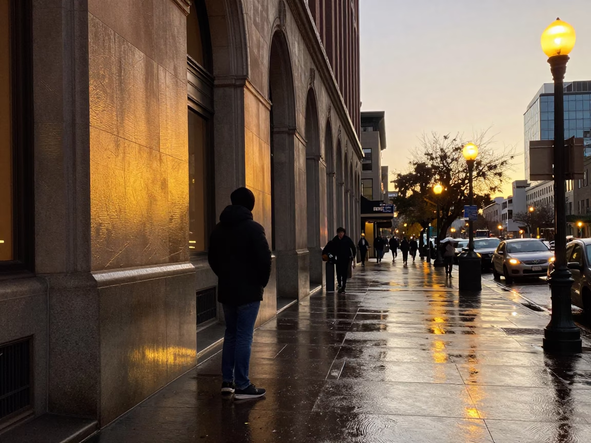 Commuter Pausing in Seattle in in Seattle, Washington, United States