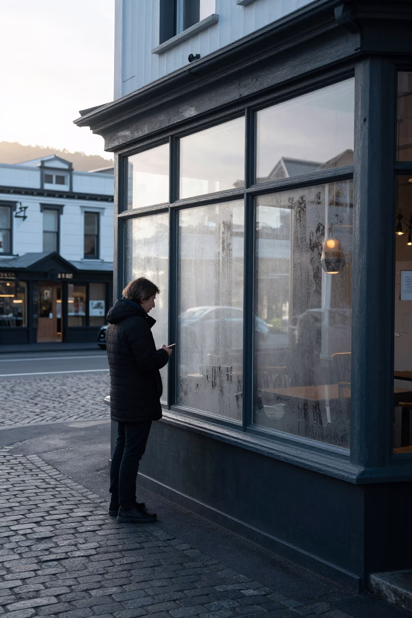 Commuter Pausing in Wellington in in Wellington, New Zealand