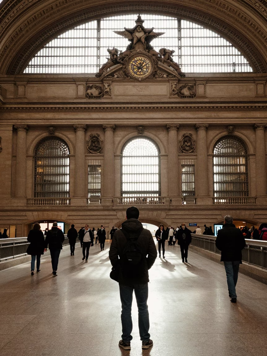 Commuter Scene in Chicago at The Late Morning Light in in Chicago, Illinois, United States