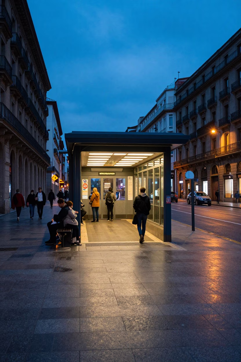 Commuter Waiting in Bilbao in in Bilbao, Spain