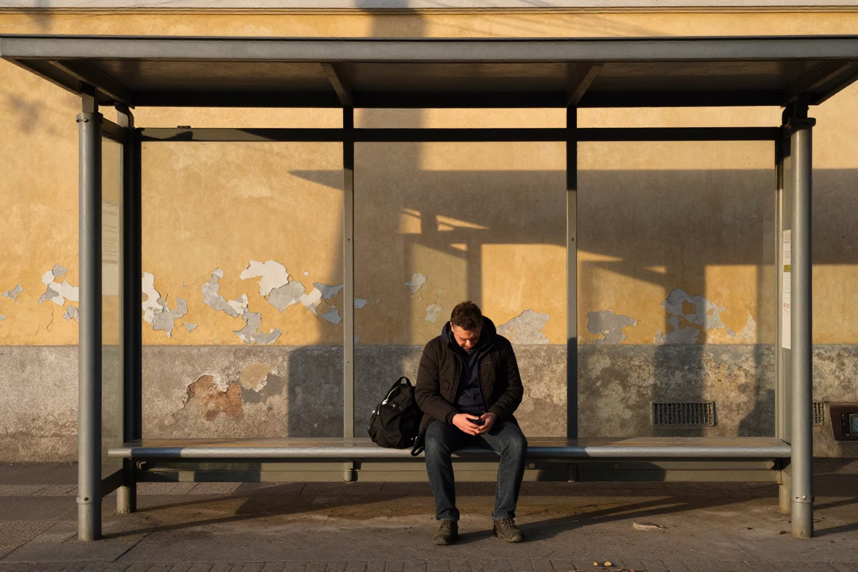 Commuter Waiting in Budapest in in Budapest, Hungary