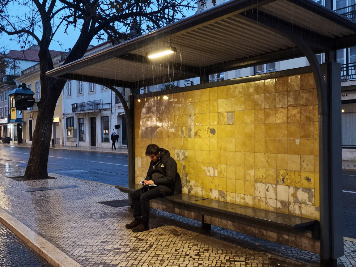 Commuter Waiting in Lisbon in in Lisbon, Portugal