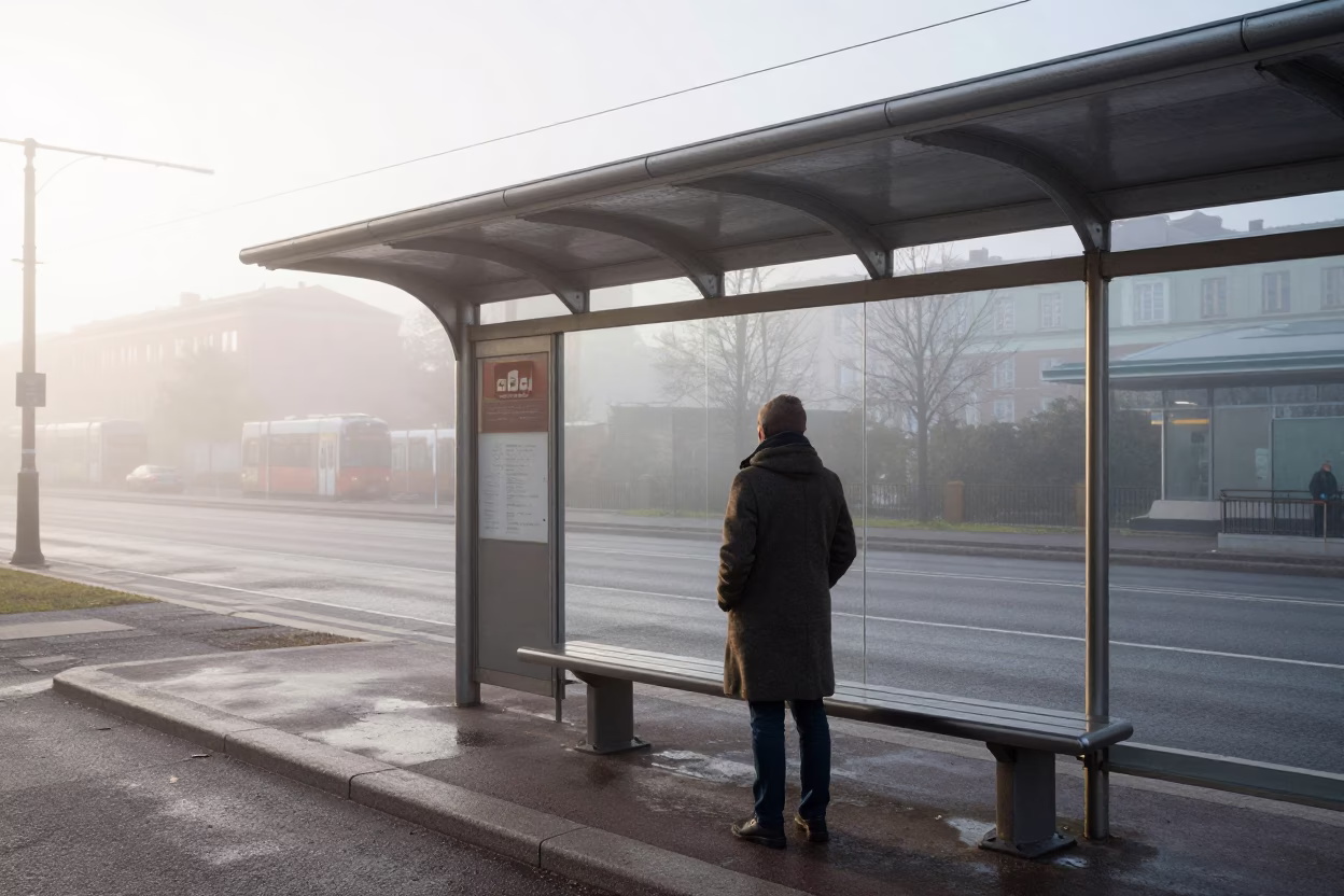 Commuter Waiting in Stockholm in in Stockholm, Sweden