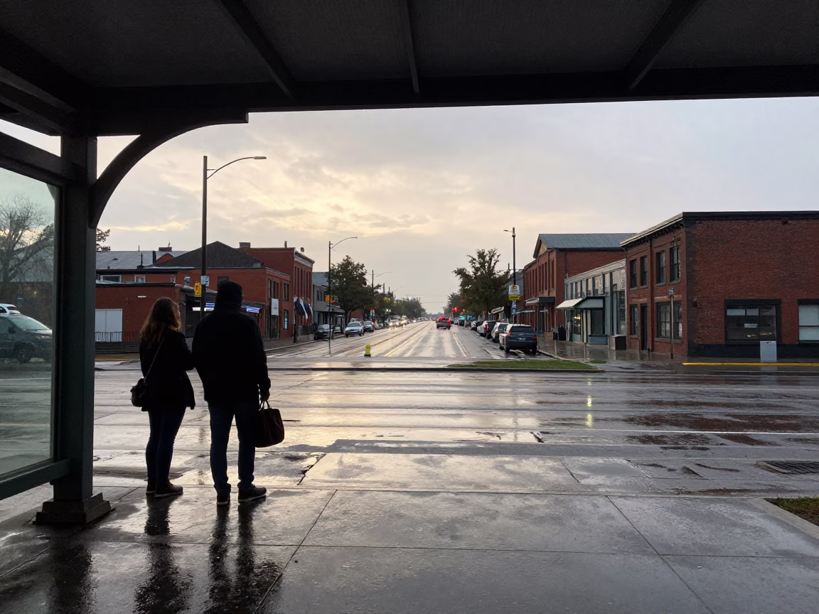 Commuter Waiting in Toronto in in Toronto, Ontario, Canada
