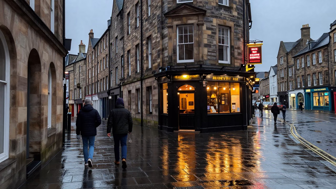 Commuter Walking in Edinburgh in in Edinburgh, United Kingdom