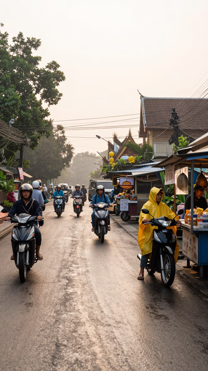 Commuters in Chiang Mai in in Chiang Mai, Thailand