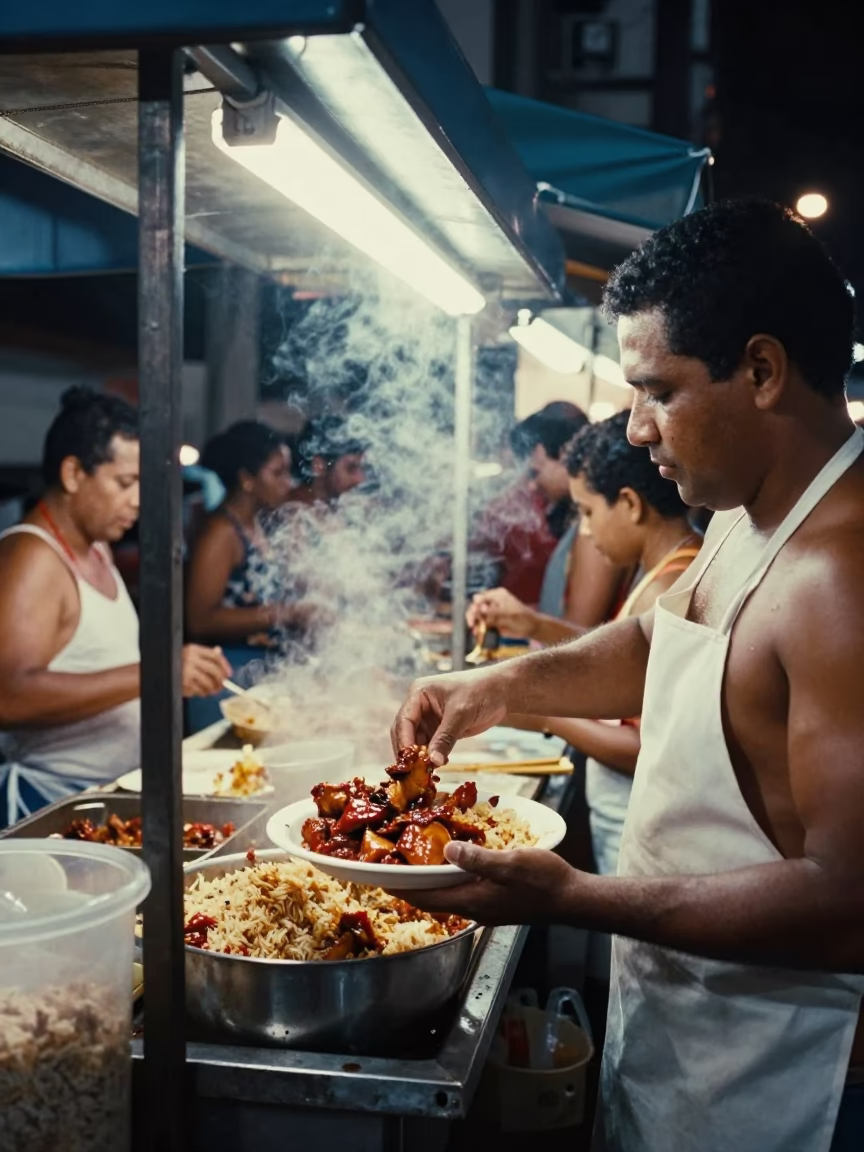 Commuters in São Paulo at Late At Night Light in in São Paulo, Brazil