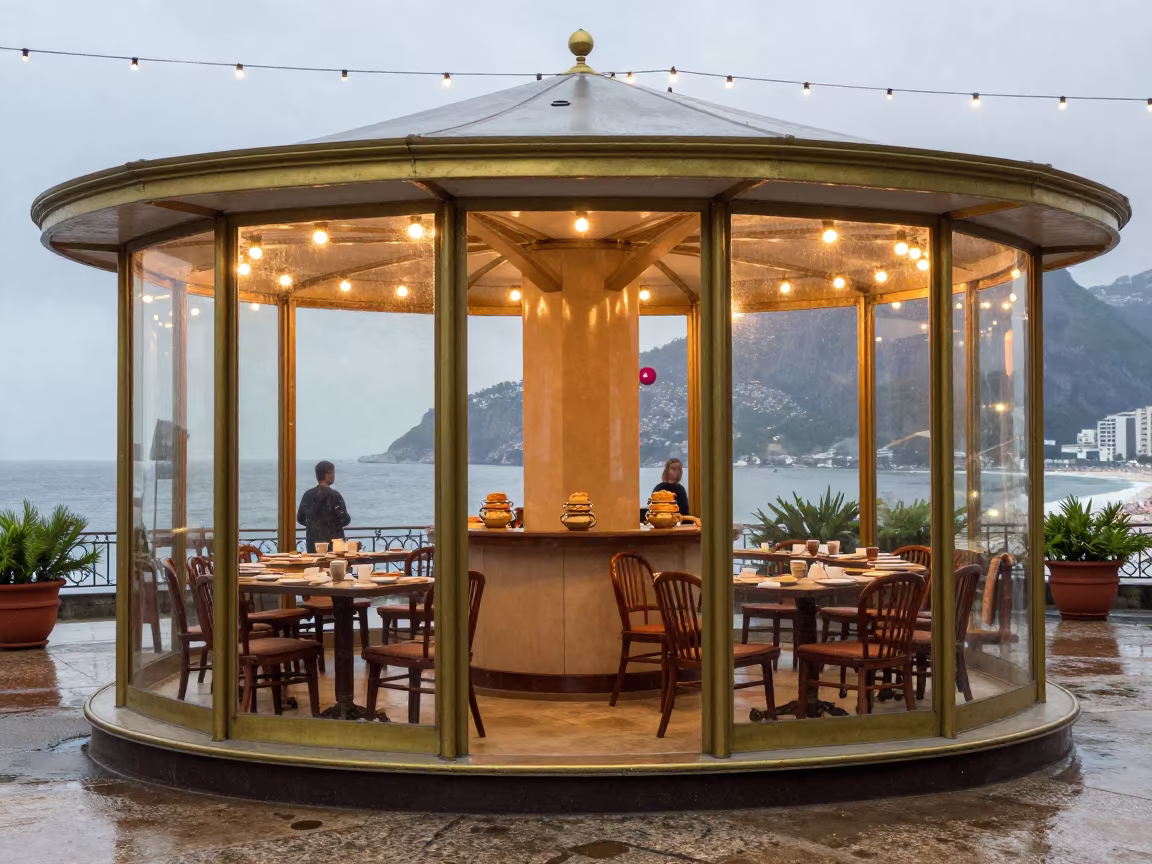 Concierge Brochure Carousel in Rio Breakfast Room in inside a breakfast room before opening in Botafogo, Rio de Janeiro