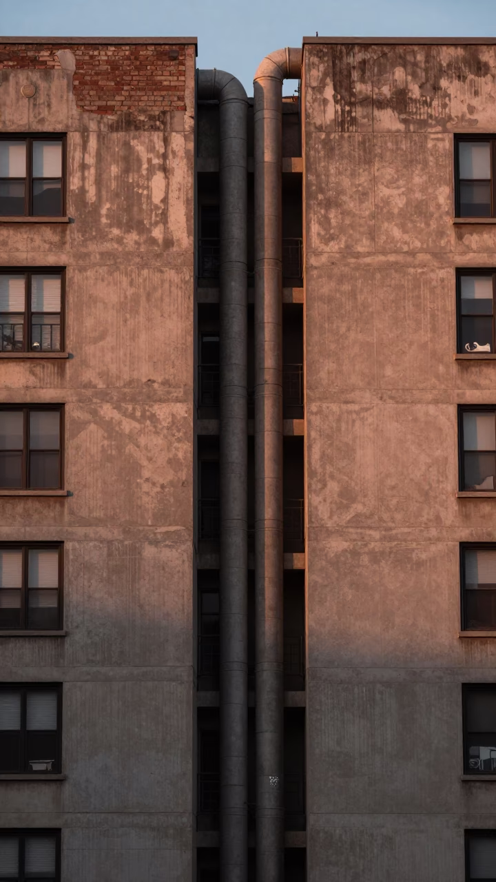 Concrete Facades in New York at Copper-toned Light Before Dusk in in New York, New York, United States