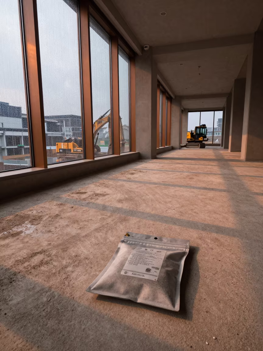 Concrete Moisture Meter Pouch in Seoul Lobby in inside a half-built lobby near Seoul